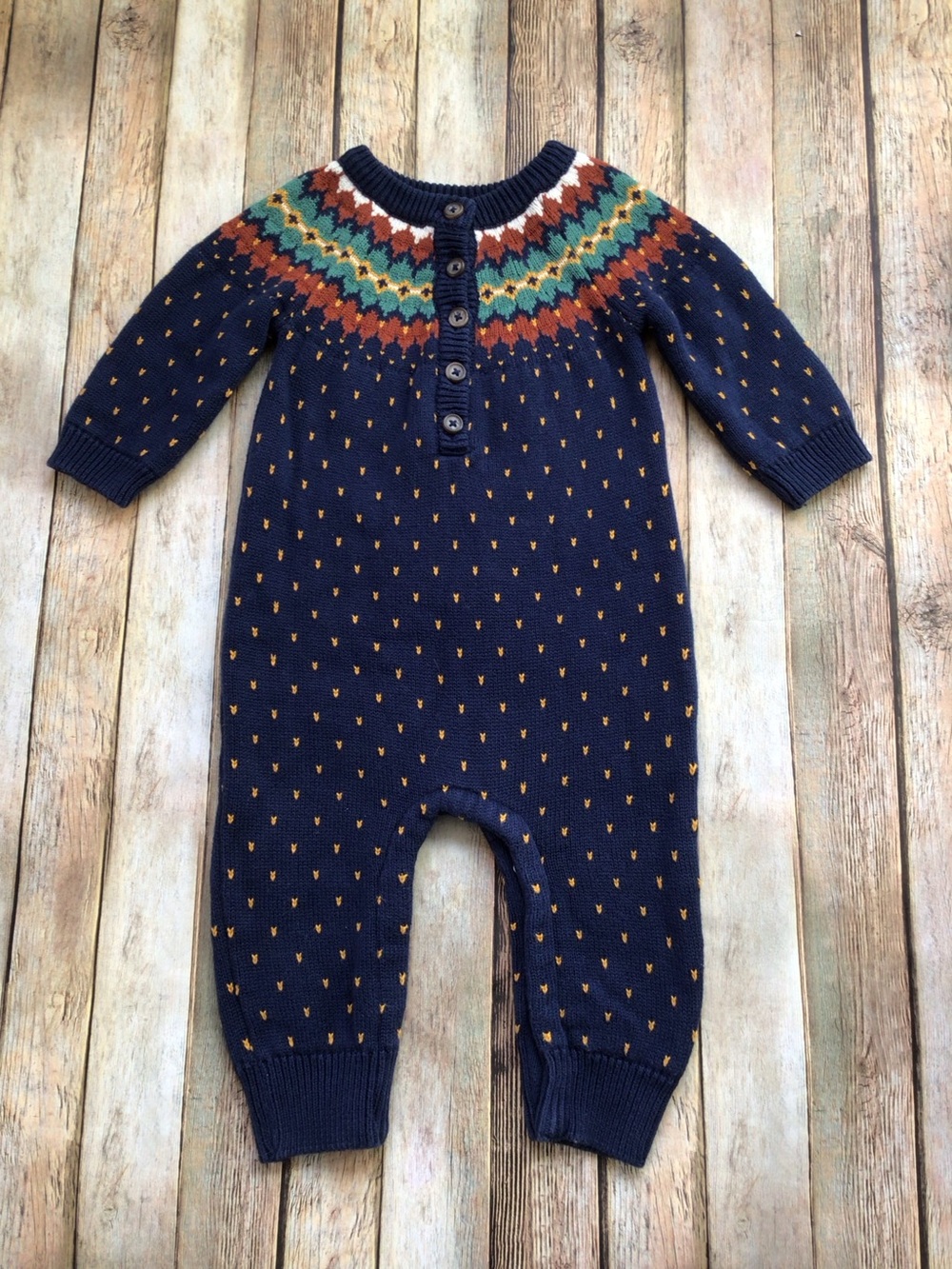 Hanna Andersson Heritage Fair Isle Sweater Romper